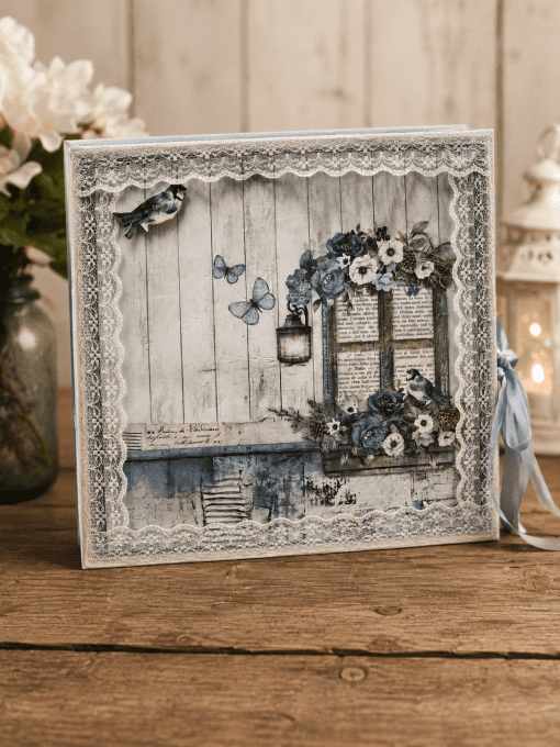 Album Florale Bleu personnalisé – fait main 