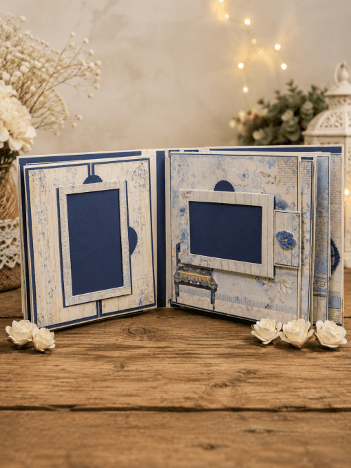Album Florale Bleu personnalisé – fait main 