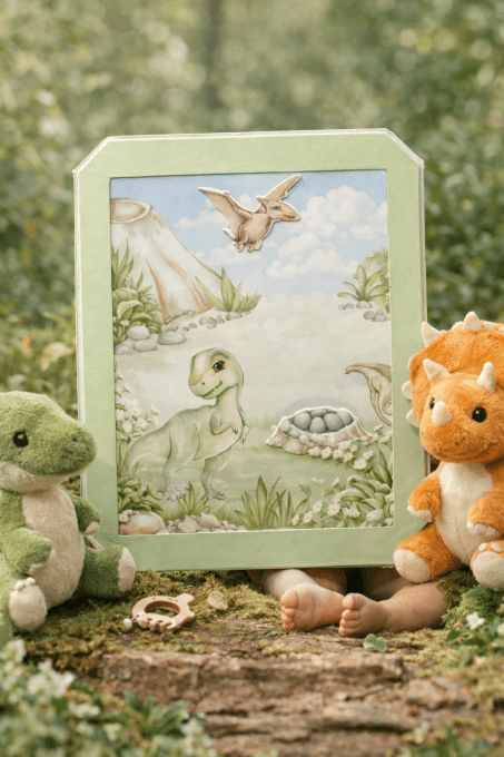Calendrier Dinosaure personnalisé. Fait main-