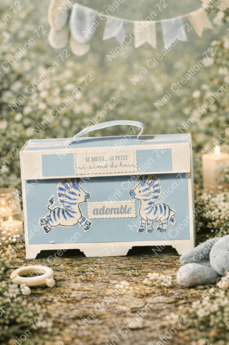 Petite commode Zèbre bleu