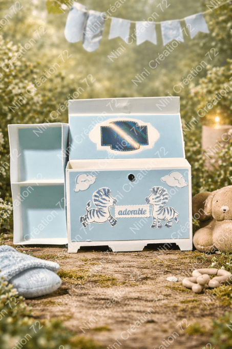 Petite commode Zèbre bleu