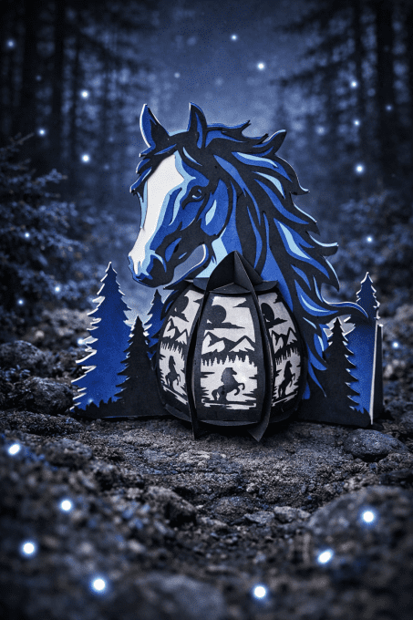 Lanterne chevaux Bleu personnalisé