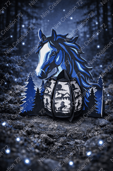 Lanterne chevaux Bleu
