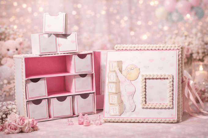 Coffret naissance fille personnalisé. Fait main-